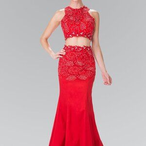 Two Piece Sleeveless Mermaid Prom Dress GSGL2291